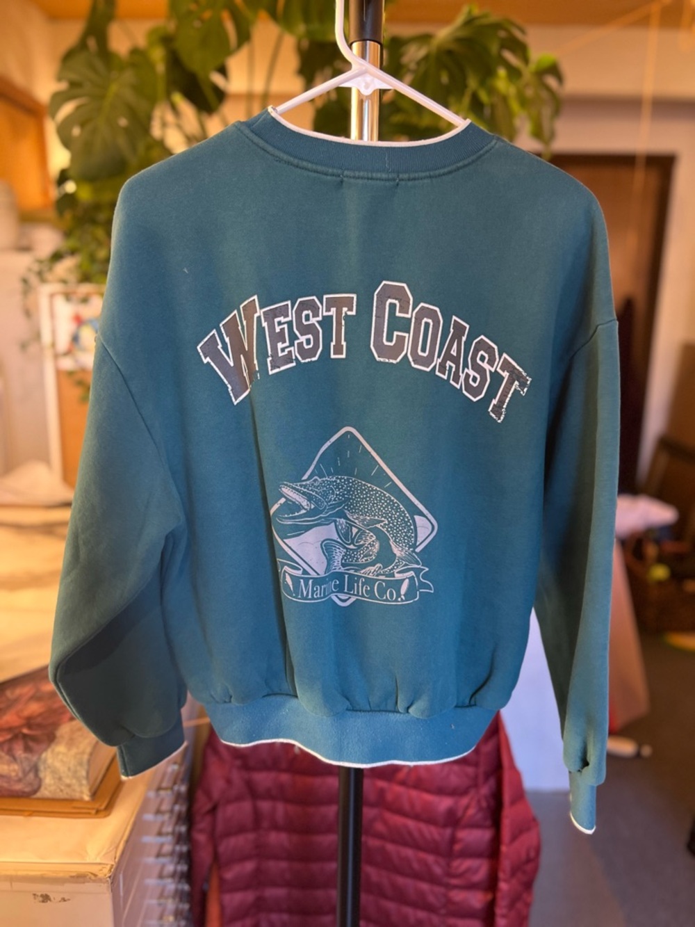 Vintage Adika Teal Crewneck Sweatshirt with White Trim